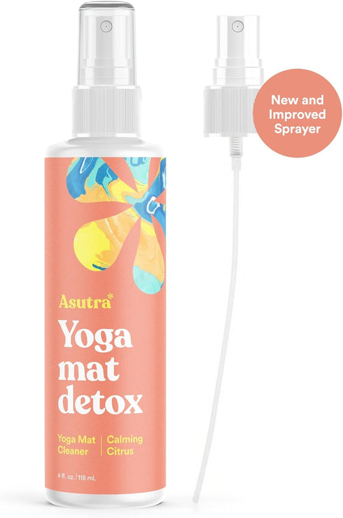 ASUTRA Yoga Mat Cleaner Spray (Calming Citrus) - 4 fl oz - Organic Essential Oils, Deep-Cleansing Microfiber Towel