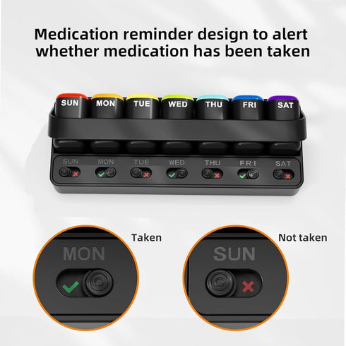 ORBOX 7 Weekly Pill Organizer Day Pill Organizer one time a Day with Reminder, Detachable Travel Pill Case, Large