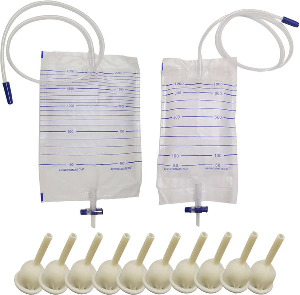 YEYSXSY Latex Condom Catheter External Self Sealing Set 10pcs Male Condom 1pcs 1000ml