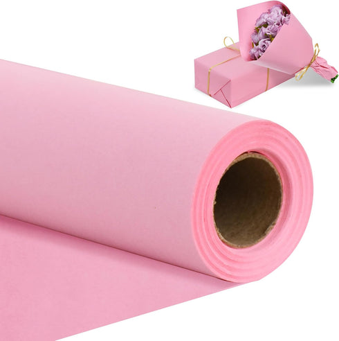 BEISHIDA Dark Pink Wrapping Paper, 15" X 32ft Kraft Roll for Gift Wrapping and Flower Packing