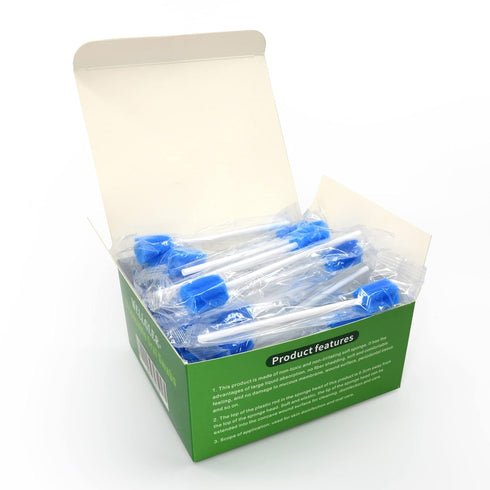 Wellgler's Disposable Oral Swabs - Sterile Sponge Mouth Swabs, Individually Wrapped (50pcs, Blue)