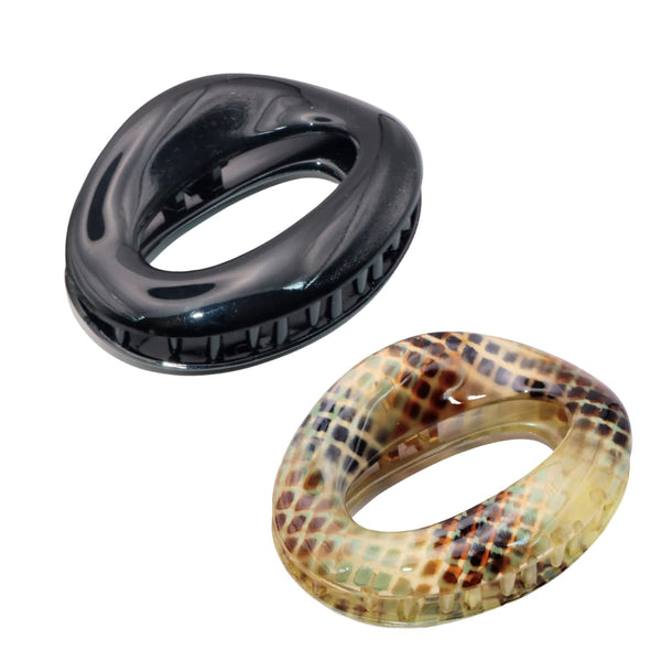 Parcelona Set of 2 Small French Flat Tube Celluloid Clips, Non-Slip Grip Hair Accessories