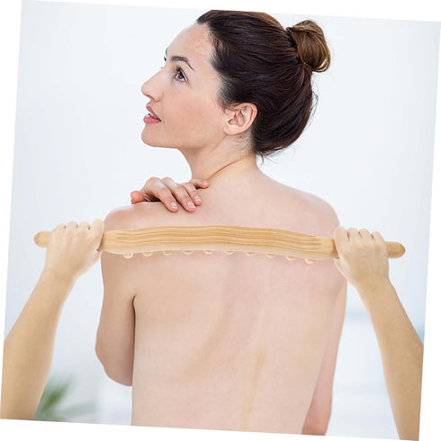 Wood Massage Stick with Round Beads Gua Sha Massage Tool for Full Body Relaxation Durable Beechwood Convenient for Home