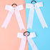 Hipcheer 20pcs Collegiate Style Cheer Bows for Girls, Handmade Long Tail Skinny Ponytail Holder for Sports (White)