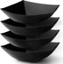 Posh Setting Square Plastic Serving Bowls, Medium Black, Disposable for Salad, Party, Snack, Buffet, 4 Pack