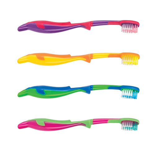 SmileGoods Y264 Child Toothbrush, Soft, Dolphin Grip, Assorted Colors, Bulk Pack of 72