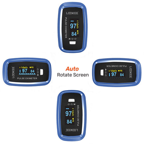 LOOKEE LK50D1A Deluxe Fingertip Pulse Oximeter, Finger SpO2 Blood Oxygen Saturation Monitor with OLED Display
