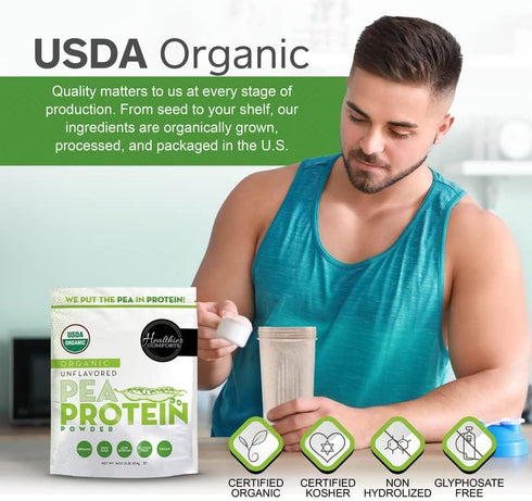 Pea Vegan Protein Powder 16oz - 100% Plant Based, Low Sodium, Gluten Free & Keto Friendly