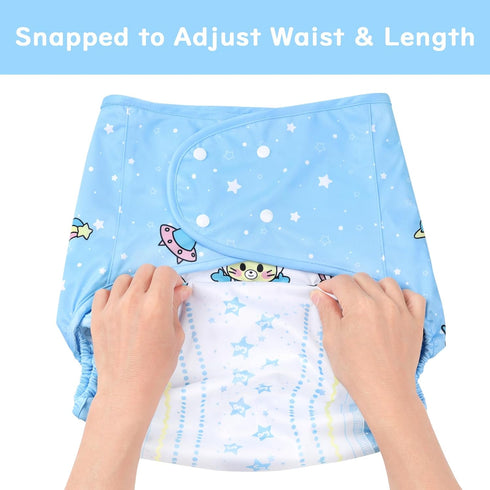 Littleforbig Washable Adjustable Reusable Waterproof Cloth Adult Diaper Wrap Cover One Size - Astro Babies