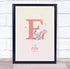 The Card Zoo Pink Baby Girl Elephant Initial E Baby Birth Details Nursery Christening Print