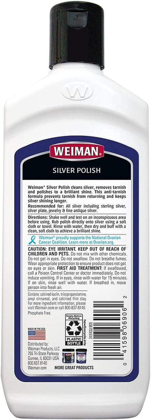 Weiman Silver Polish and Cleaner, 8 Ounce Pack of 2 for Clean Shine and Protective Tarnish Prevention