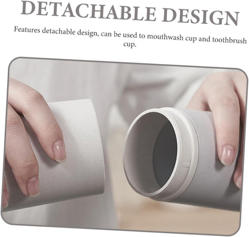 MAGICLULU Travel Toothbrush Cup and Toothpaste Storage Box, Dual-color Portable Mouthwash Cup, Gray, Compact for Travel