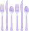 Reusable Lavender Plastic Cutlery Assortment - Pack of 80 (Forks, Knives, Spoons)
