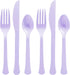 Reusable Lavender Plastic Cutlery Assortment - Pack of 80 (Forks, Knives, Spoons)