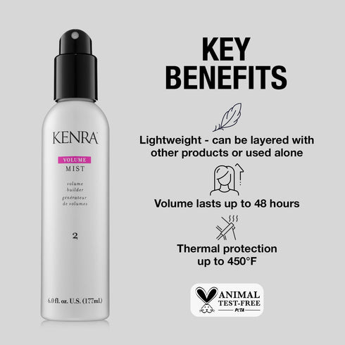 Kenra Volume Mist 2 | Volume Builder | Lightweight, Fine Mist | Low Hold, Flexible Fininsh | Thermal Protection | Volume That Lasts Up To 48 hours | All Hair Types | 6 fl. oz.