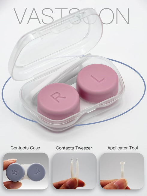Pack 6 Vastsoon Contact Lens Case, of Portable Contact Solution Soaking Case with Contact Lens Applicator Tool