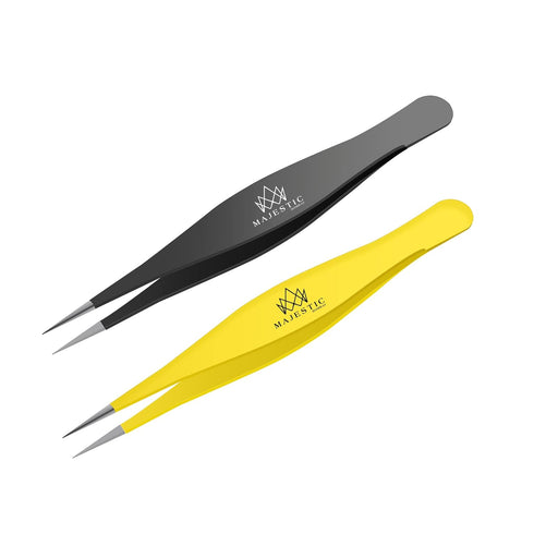 Majestic Bombay Fine Point Tweezers for Women and Men - Precision Pluckers for Splinter, Ticks, and Ingrown Hair
