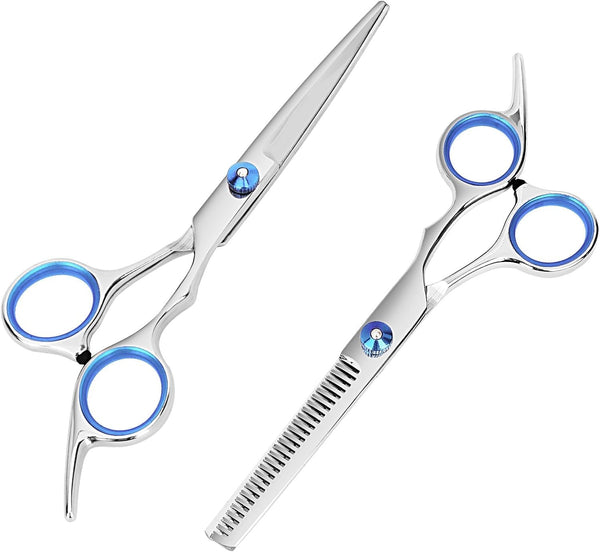 Hair Cutting Scissors and Thinning Shears - 6.5in Professional Stainless Steel Barber Scissors for Men, Women, Kids