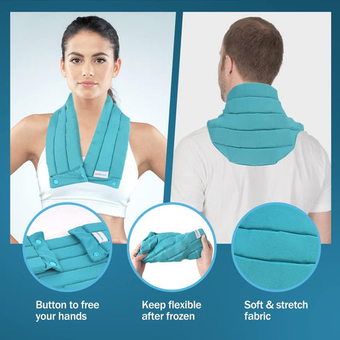 Neck Shoulder Ice Pack Wrap for Pain Relief, Long Lasting Flexible Cold Pack for Cervical Pain and Injuries