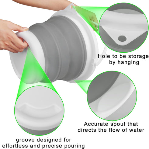 Collapsible Mop Bucket and Ice Bucket, 5L Household Cleaning Silicone Dust Mops Bucket, Portable Bathroom Supplies