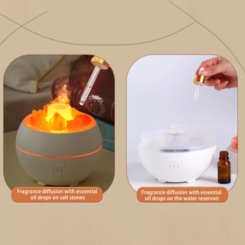 PODSJD 360ml Flame Diffuser Ultrasonic Essential Oil Humidifier with Colorful Night Light - High Fog Volume, USB