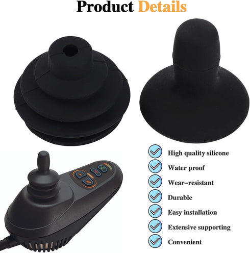 Sliverdew 2 Pcs Controller Knob and Gaiter for Electric Wheelchair Black Powerchair Mobility Aid Wheelchair Accessories