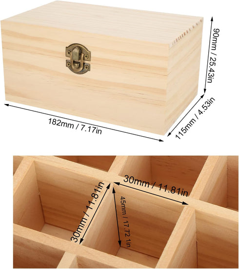 FILFEEL Essential Oil Wooden Box 15 Slot Essential Oil Storage Case Pine Wood Essential Oils Organizer Holder for Home, 18.2 x 11.5 x 9 cm by FILFEEL