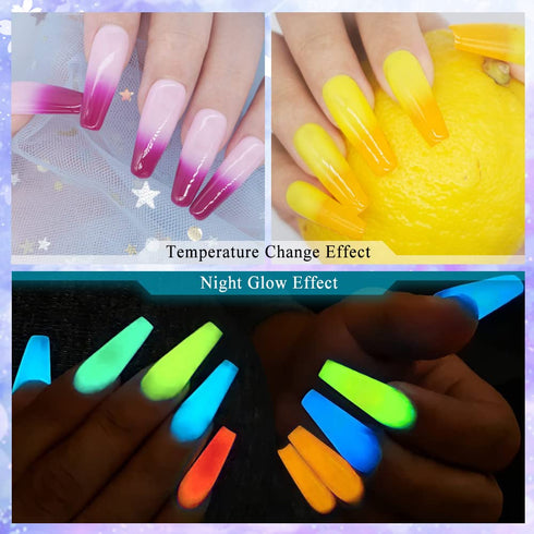 MIZHSE Mood Temperature Color Changing Nail Polish Set, Glow in the Dark Gel Polish, 8 Colors for Nail Art DIY