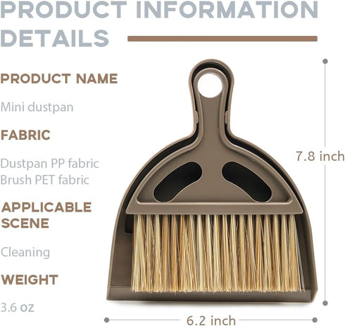 Mini Broom and Small Dustpan Brush Set, Hand Broom and Dustpan for Home and Pets