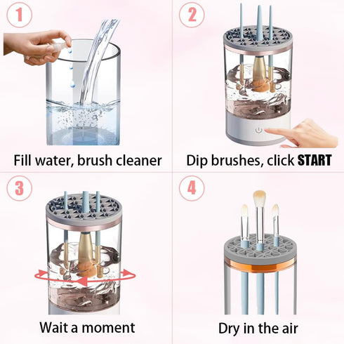 White Transparent Electric Makeup Brush Cleaner, New Version Lazy Automatic Cleaning Tool for Makeup Brushes
