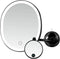 OVENTE 9'' Rechargeable Lighted Wall Mount Makeup Mirror, 1X Magnifying with 10X Mini Magnetic, Dimmable (Black)