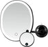 OVENTE 9'' Rechargeable Lighted Wall Mount Makeup Mirror, 1X Magnifying with 10X Mini Magnetic, Dimmable (Black)