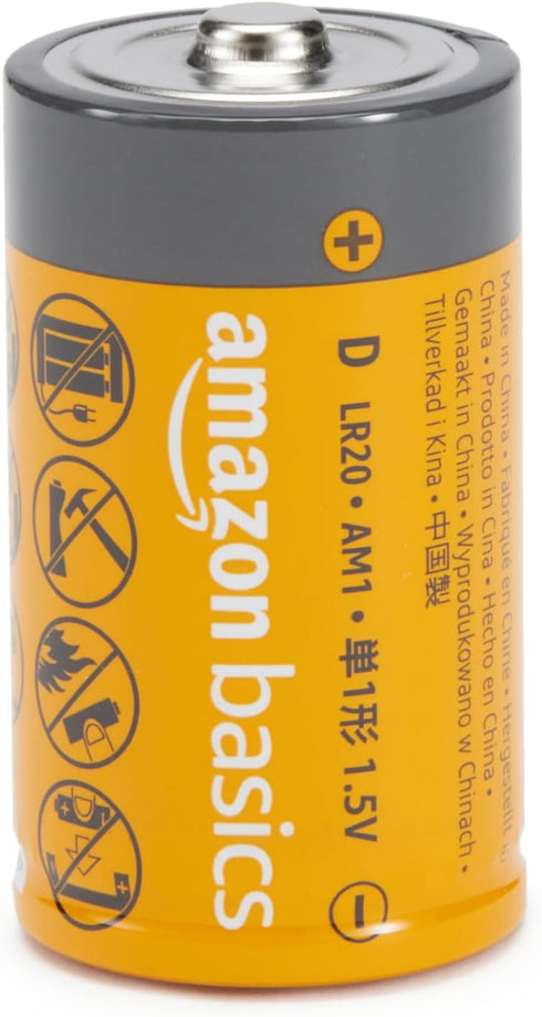 Amazon Basics 12-Pack D Cell Alkaline Batteries, 1.5 Volt, 5-Year Shelf Life