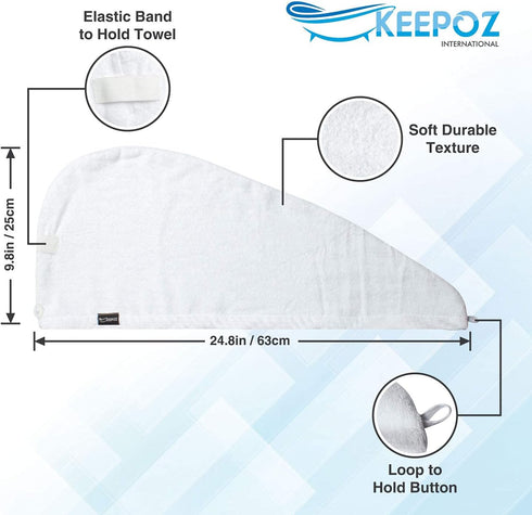 KEEPOZ Hair Towel Wrap, Quick Dry 100% Cotton Super Absorbent Turban Head Wrap for Women, Non Microfiber Anti Frizz