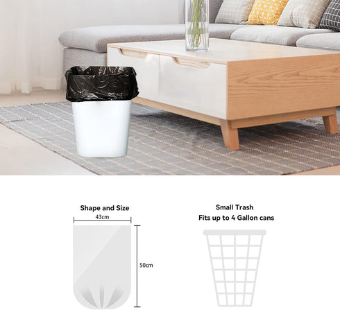 4 Gallon Trash Bag, Pack of 100, Unscented Small Garbage Bags for Home, Office, Yard - 0.84Mil Thickness