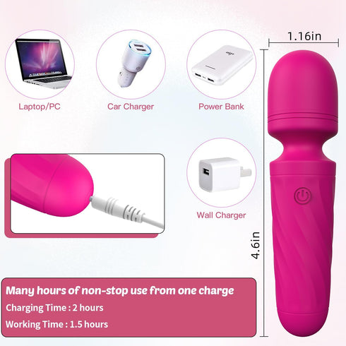 KINGWAND 10 Handheld Personal Mini Massager Tool Waterproof, USB Rechargeable, Vibration - Perfect on Back Legs Hand