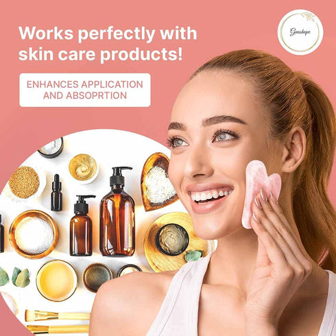 Natural Rose Quartz Gua Sha Facial Tools for Face Sculpting, Shaping, Reduce Puffiness, Massage Stone for Eyes and Body