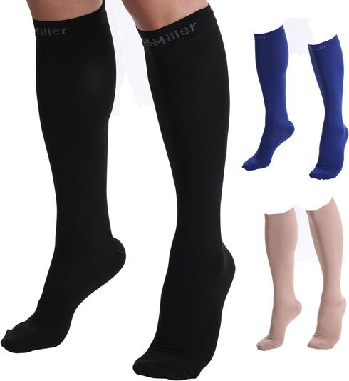 Doc Miller Compression Socks for Women and Men - 15-20mmHg Graduated Compression for Improved Circulation, Varicose