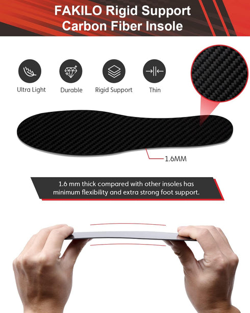 Carbon Fiber Insole Insert for Turf Toe, Hallux Rigidus, 1.6MM Rigid Inserts to Prevent Bending and Pain