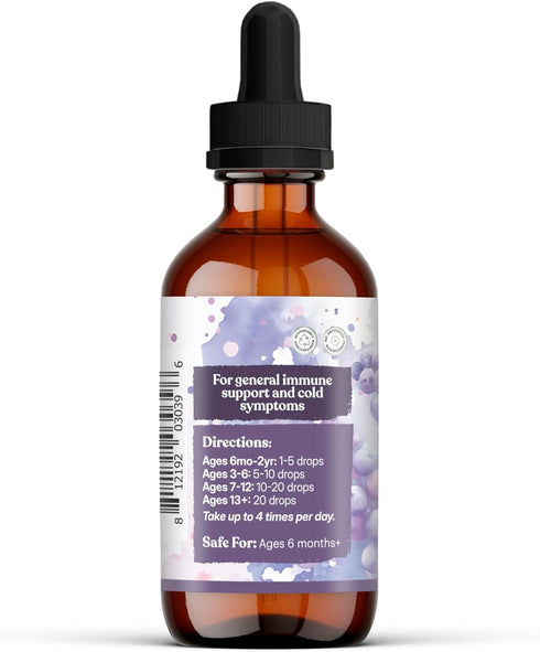 Immune (2oz, 120+ Earthley Wellness Elderberry Elixir Drops, Herbal Elderberry Syrup Alternative, Powerful