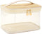 Boho Large Clear PVC Waterproof Makeup Bag with Handle, Transparent Zipper Cosmetic Bag for Travel & Beach (Beige)