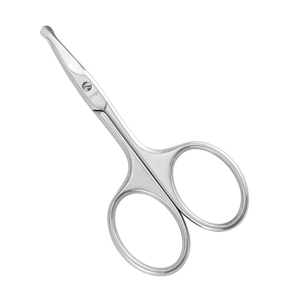 LIVINGO 3.75" Rounded Curved Nose Hair Scissors, Premium Stainless Steel for Manicure Cuticle Trimming Facial Hair