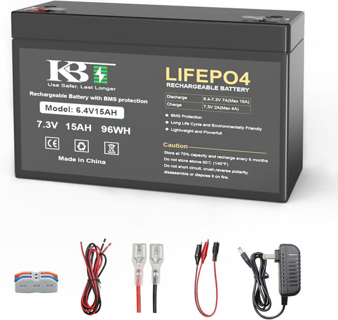 KBT KEEP BETTER TECH KBT 6V 15Ah Rechargeable LiFePO4 Lithium Battery Replacement, Long Lasting Life, with