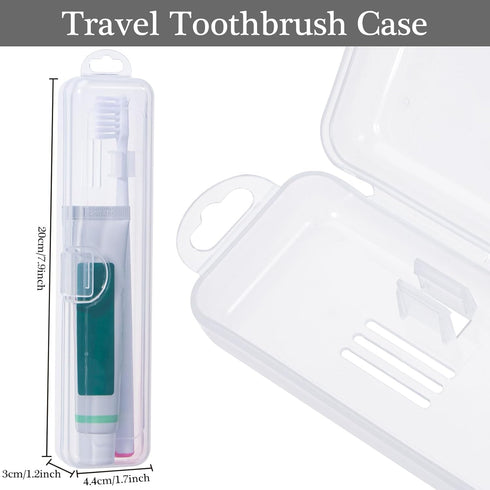 Toothbrush Travel Case 2 Pack, Clear Plastic Holder for Toothbrush & Toothpaste, Portable Size 7.87 x 1.85 x 1.18”