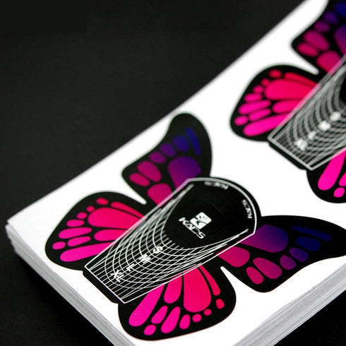KADS 100pcs Big Size Butterfly-shape Self Adhesive Gel Nail Extension Forms for Acrylic Nails Tips