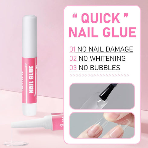MEKK Nail Glue, Super Strong & Long-Lasting Adhesive for Acrylic Nails, Press Ons, Nail Tips, 0.07OZ/PCS (12PCS)