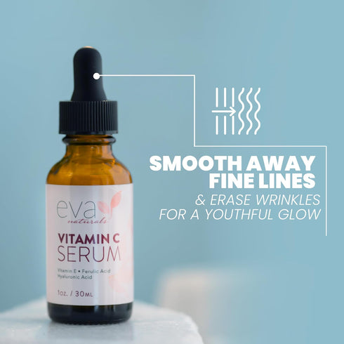 Natural Firm & Glow Skincare Set of 3 Serums – 20% Vitamin C, Peptide Complex, Niacinamide Vitamin B3 Serum by Eva