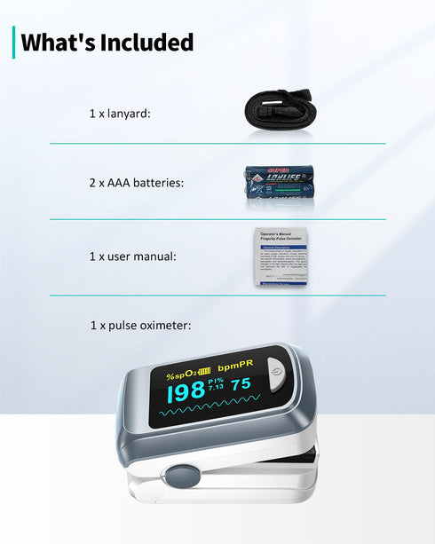 Pulse Oximeter HealthTree Oxygen Monitor Fingertip, Bluetooth Pulse Ox with Free APP, O2 Pulse Oximeter and Heart Rate