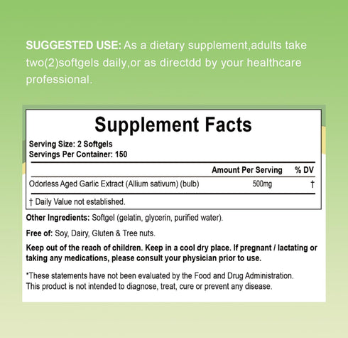 RIOWEGO Immune Non-GMO,2 Wellness-300 Count Aged Garlic Extract Softgels,Odorless Allium Sativum Antioxidant Supplement