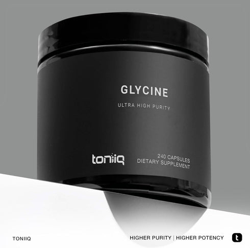 Toniiq Glycine Supplements 1300mg - 240 Vegetarian Capsules, 120 Servings, Ultra High Strength, Tested Purity for